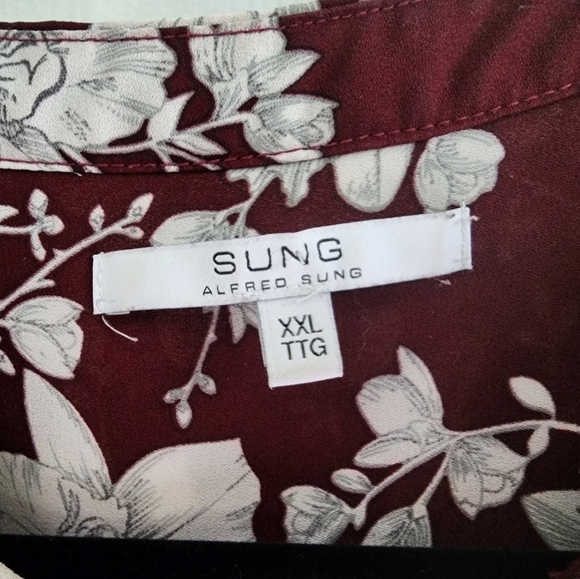 Alfred Sung Floral Print Plus Size Blouse Size XXL - Picture 3 of 7